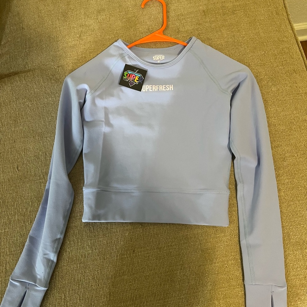 Brand New Purple SuperFresh Purple Long Sleeve Crop top. Size XS